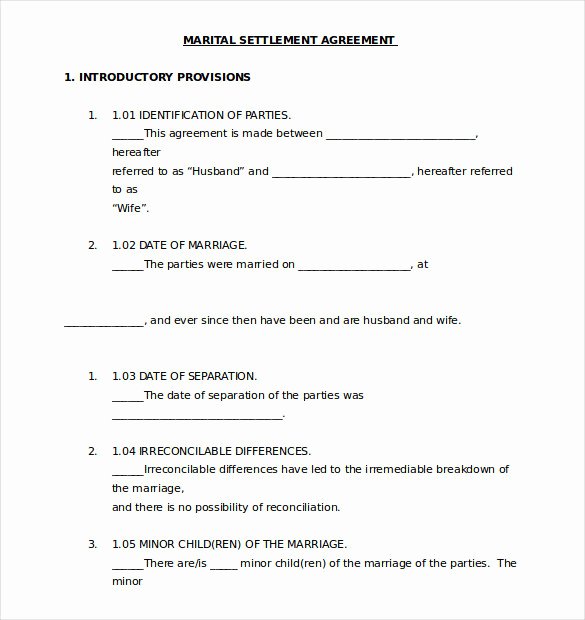 marital separation agreement template virginia