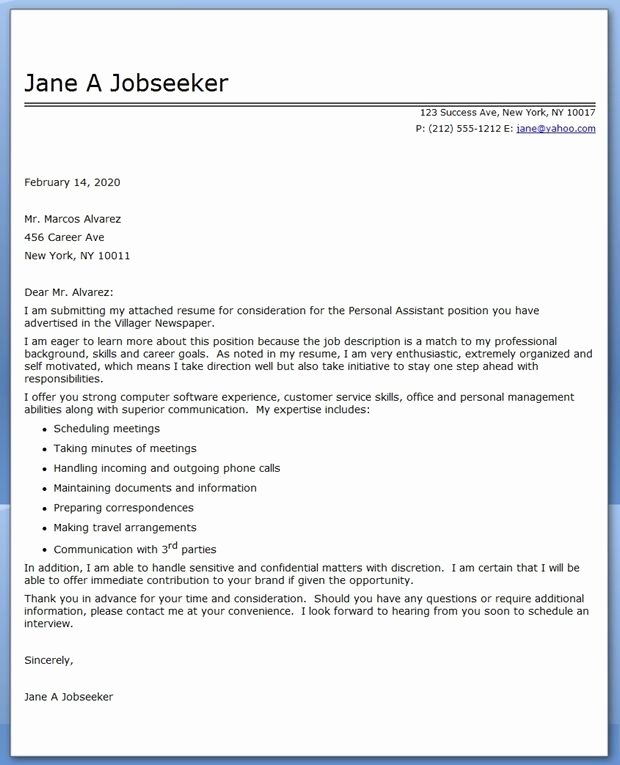 virtual personal assistant cover letter