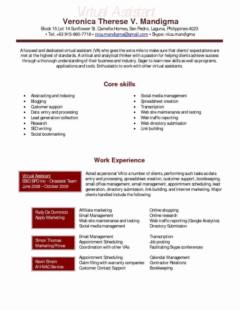 virtual assistant resume