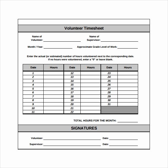 volunteer timesheet template