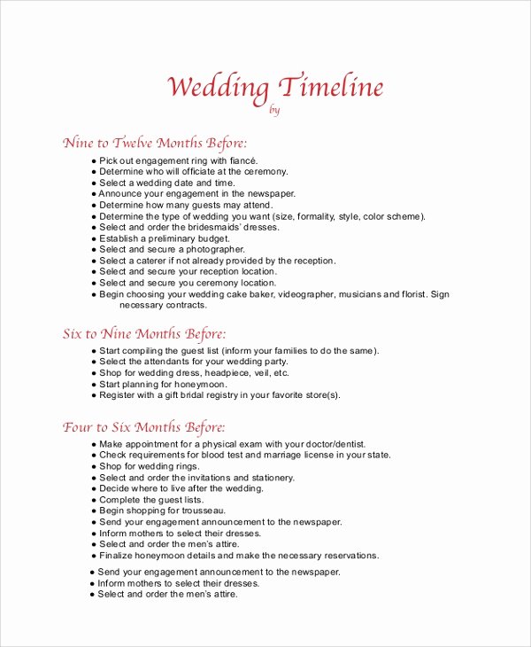 wedding timeline