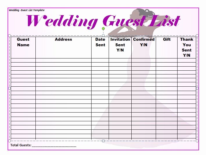 wedding guest list templates