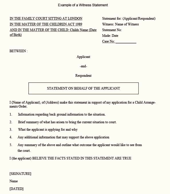 Witness Statement form Template Beautiful A Sample Position Witness Statement