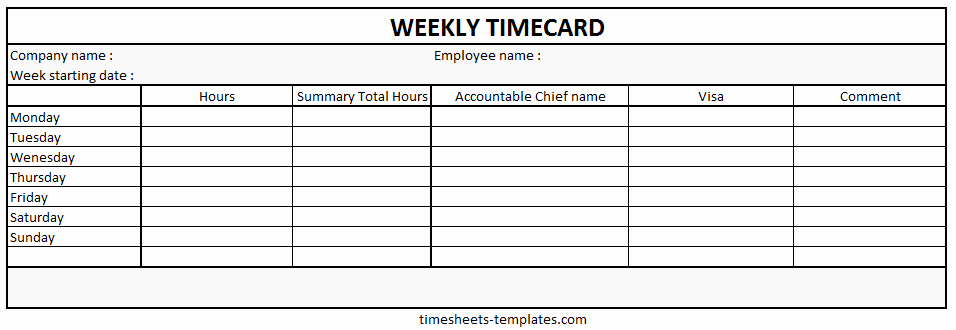 Work Hour Sheet New Ready to Use Printable Weekly Time Card with Hour Work