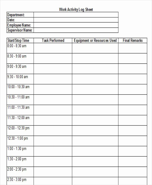 Work Hours Log Sheet