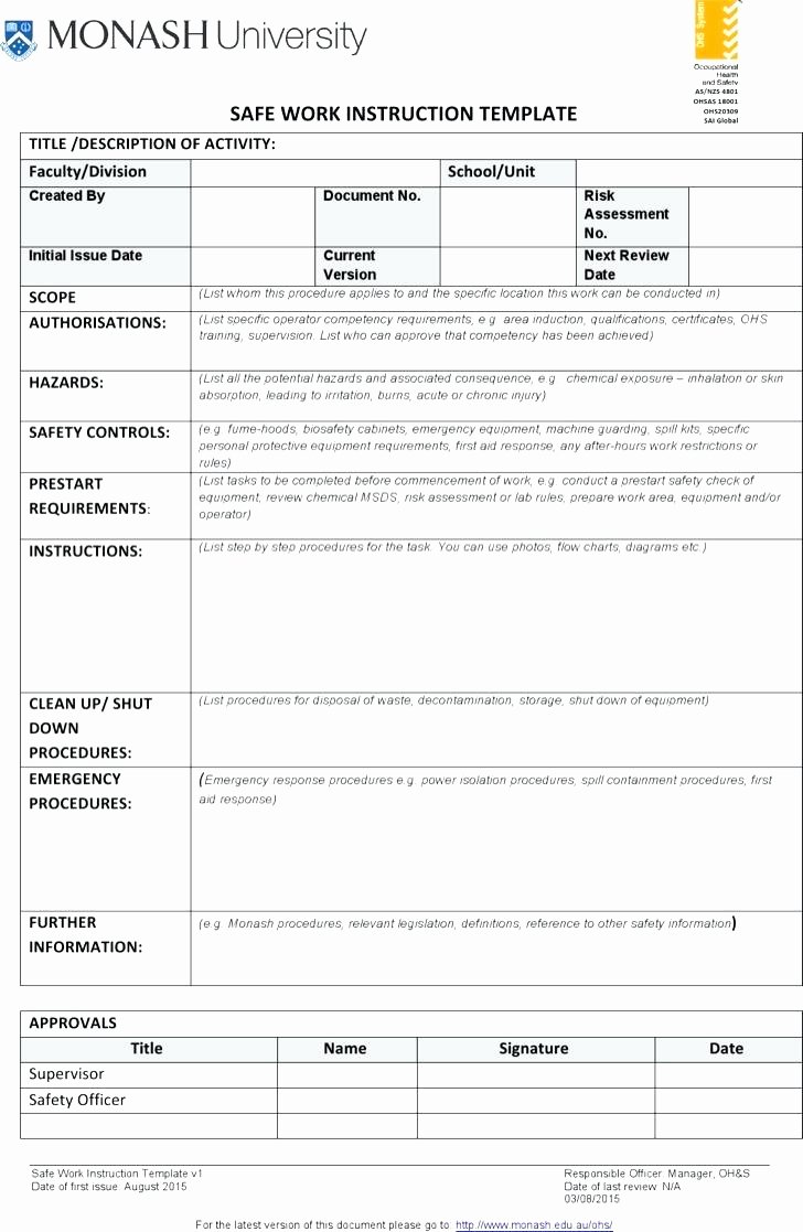 work instruction template for manufacturing