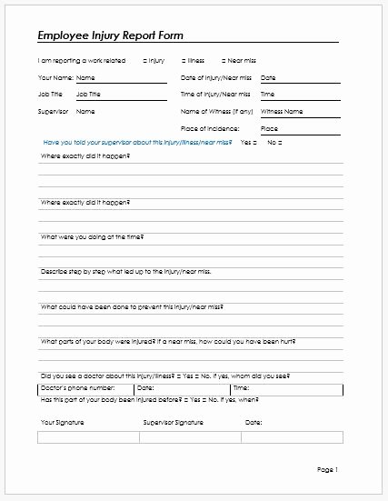 employee injury report form